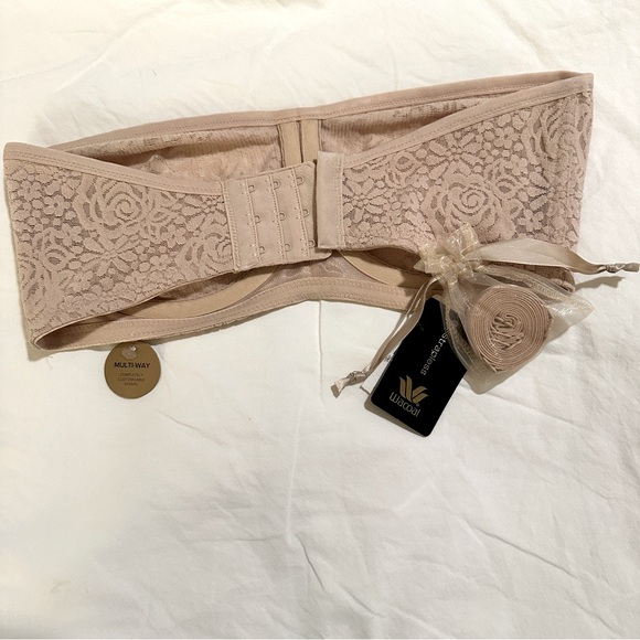 NWT Wacoal Convertible Halo Lace Nude Bra 32E Underwire. Strapless/Multi Straps - Picture 5 of 12
